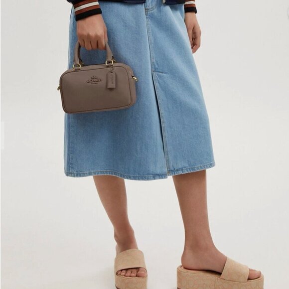 NWT Coach CT776 Small Satchel Smooth Leather Dark Stone - Picture 5 of 5